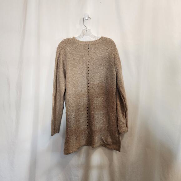 H&M Beige Lt Brown Neutral Earthy Relaxed Knit Comfy Pullover Sweater Womens XL - Picture 2 of 8